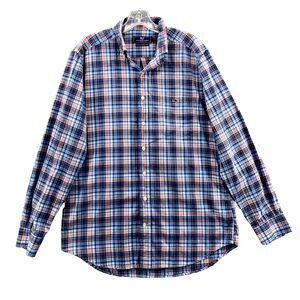 Vineyard Vines Shirt Men's Medium Blue Plaid Slim Fit Tucker Whale Button Preppy